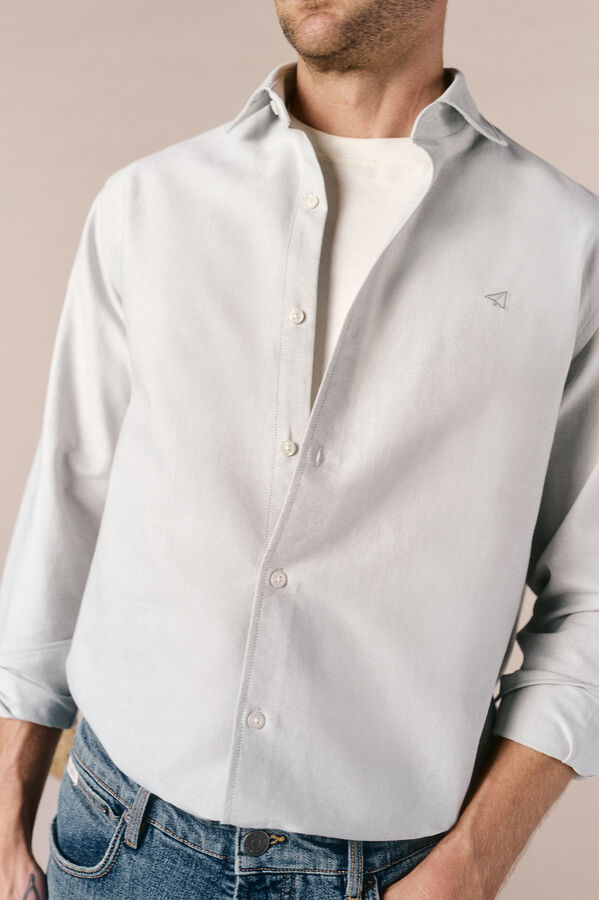 OOTO Camisa oxford liso manga larga Kaki