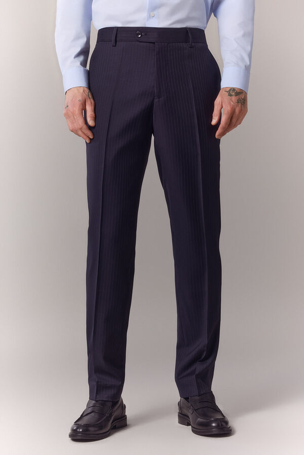 OOTO Pantal&oacute;n traje raya diplom&aacute;tica Azul marino
