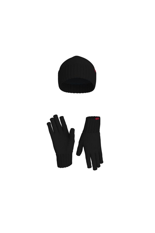 HUGO Set gorro y guantes Negro