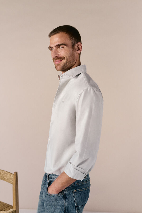 OOTO Camisa oxford liso manga larga Kaki