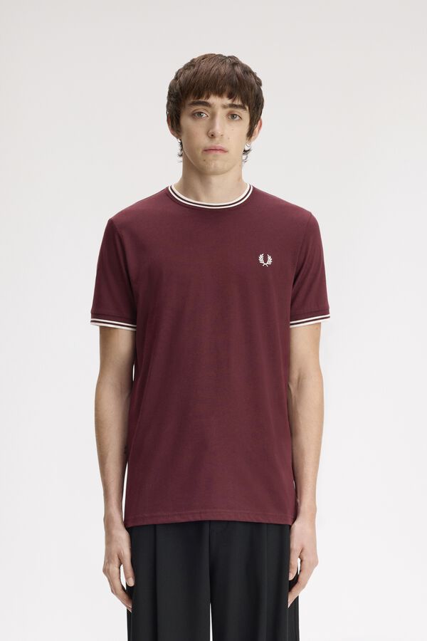 Fred Perry Camiseta lisa manga corta Granate