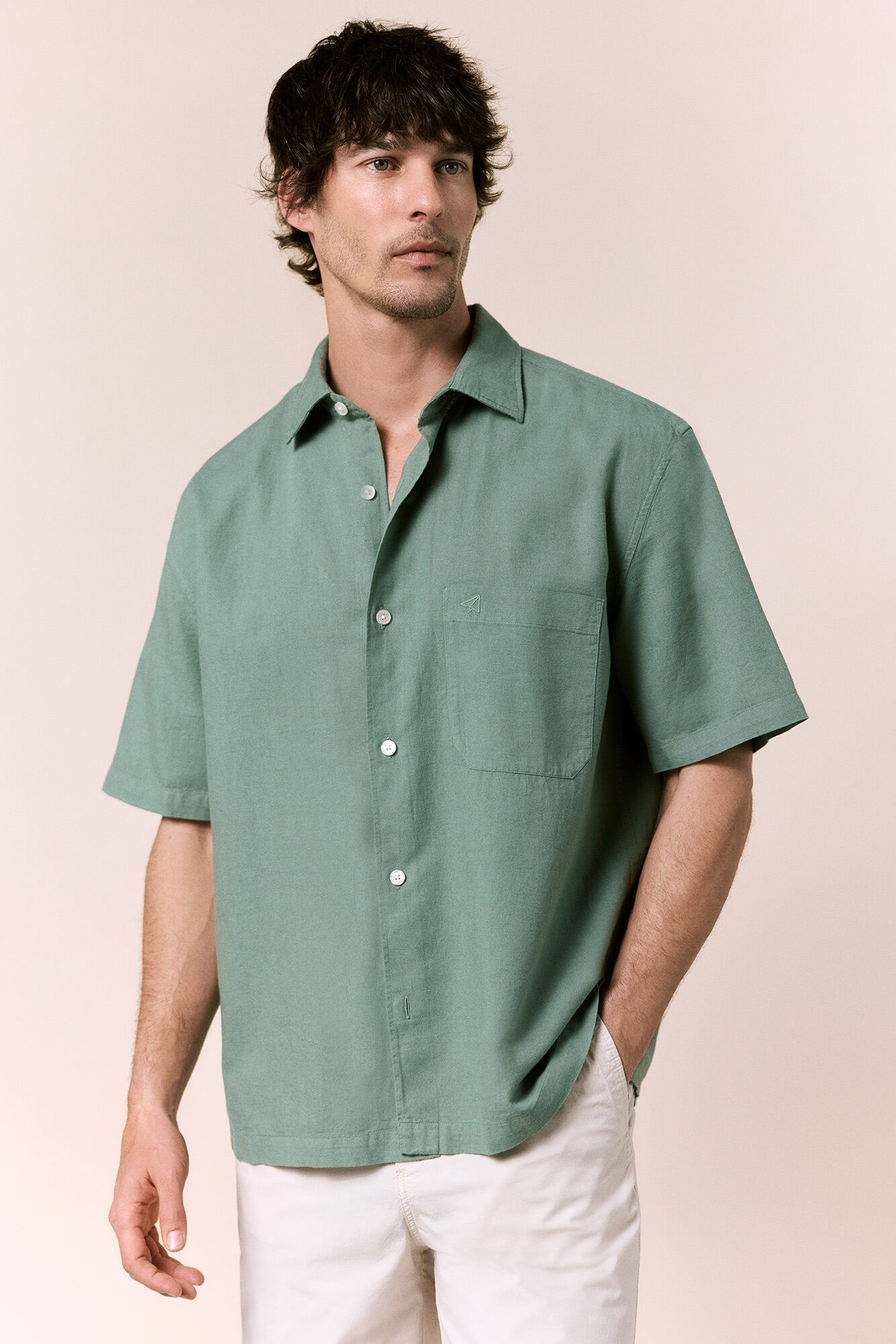 OOTO Camisa lino manga corta