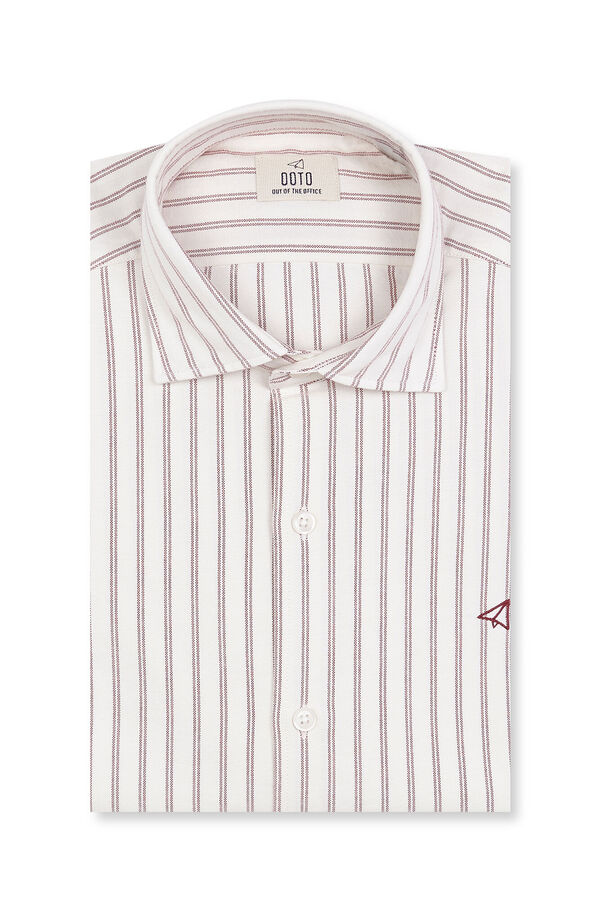 OOTO Camisa oxford rayas manga larga Granate