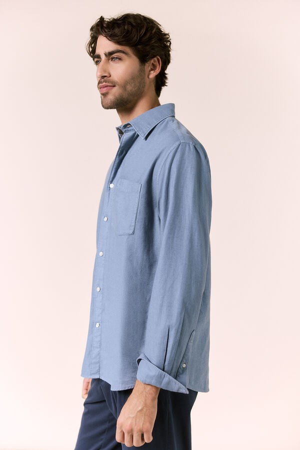 OOTO Camisa lisa fluida Azul