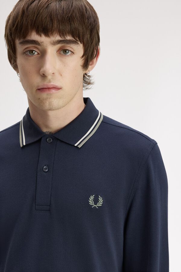 Fred Perry Polo piqu&eacute; manga larga Azul marino