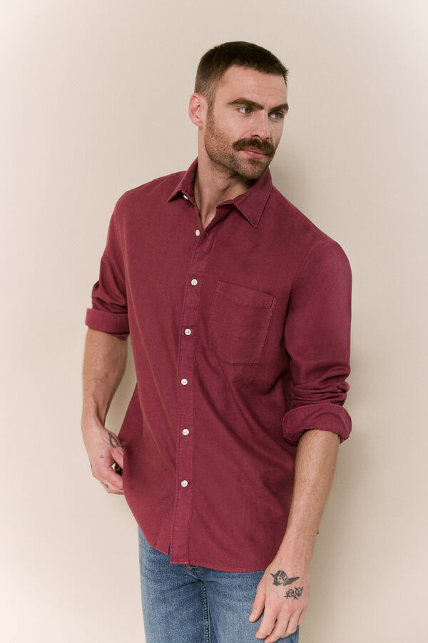 OOTO Camisa lisa fluida Granate