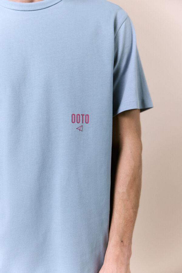 OOTO Camiseta lavada con logo Azul