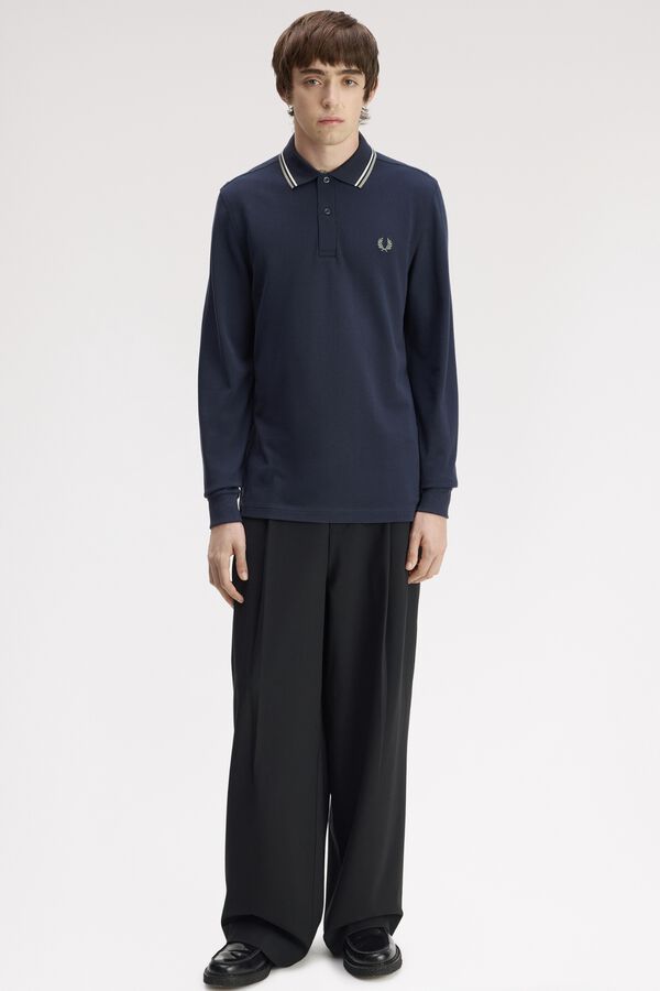 Fred Perry Polo piqu&eacute; manga larga Azul marino