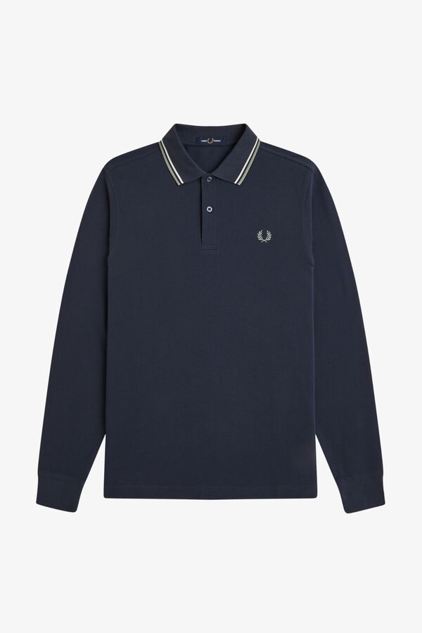 Fred Perry Polo piqu&eacute; manga larga Azul marino