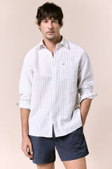 OOTO Camisa rayas lino manga larga Blanco