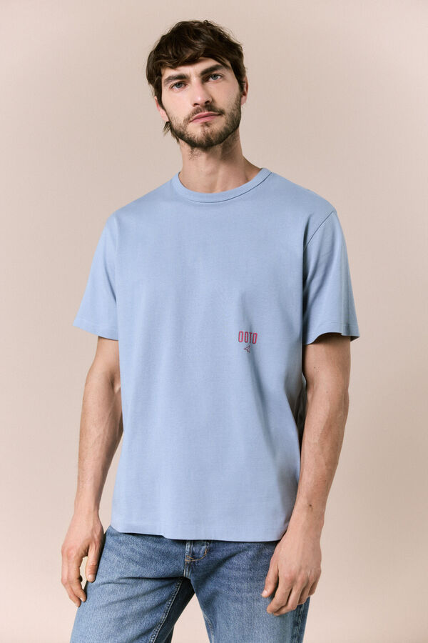 OOTO Camiseta lavada con logo Azul