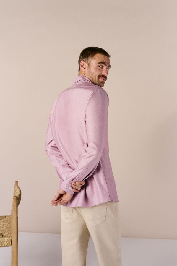 OOTO Camisa oxford liso manga larga Granate