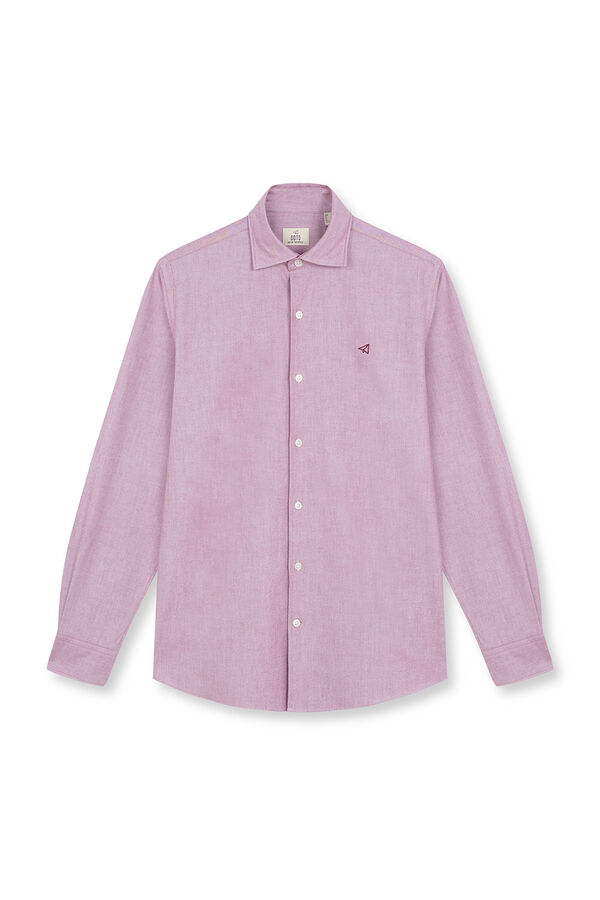 OOTO Camisa oxford liso manga larga Granate