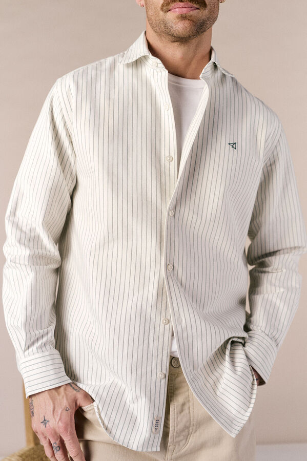 OOTO Camisa oxford rayas manga larga Verde