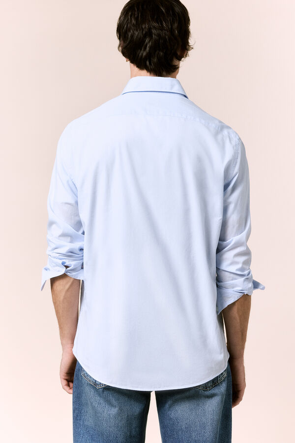 OOTO Camisa rayas popel&iacute;n manga larga Azul