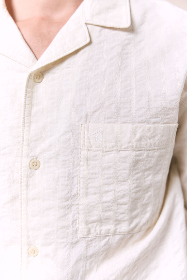 OOTO Camisa estructura lisa manga corta Marfil