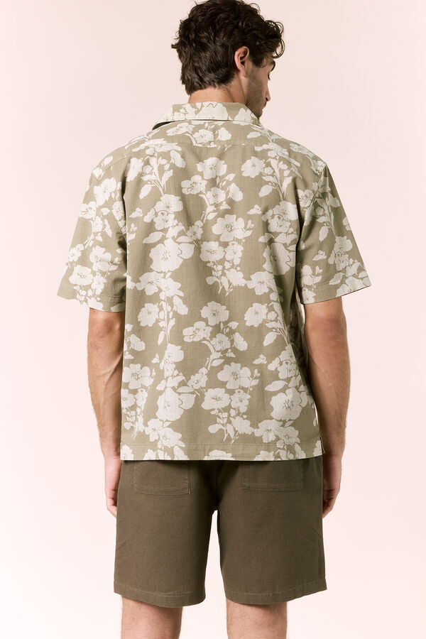 OOTO Camisa print algod&oacute;n manga corta Kaki