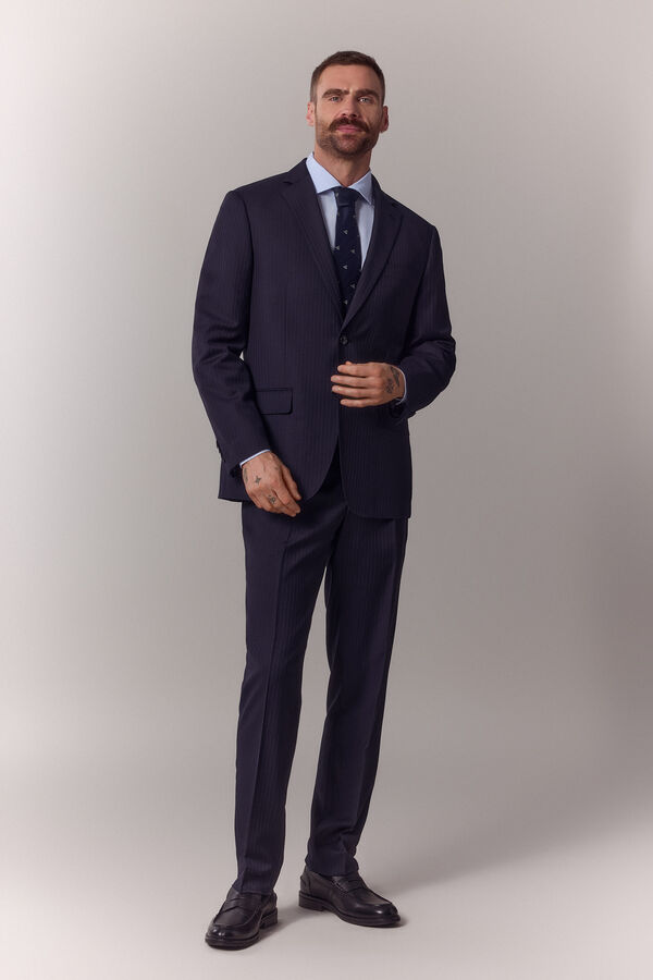 OOTO Pantal&oacute;n traje raya diplom&aacute;tica Azul marino