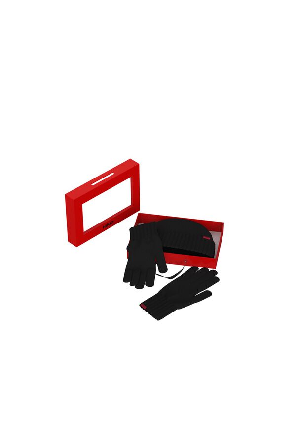 HUGO Set gorro y guantes Negro