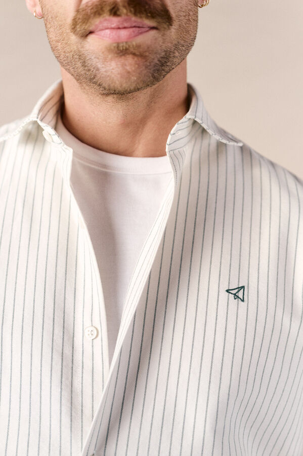 OOTO Camisa oxford rayas manga larga Verde