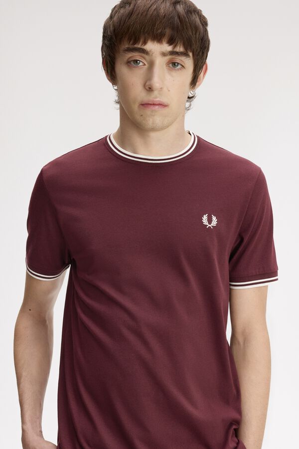Fred Perry Camiseta lisa manga corta Granate