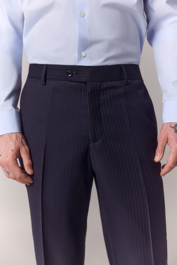 OOTO Pantal&oacute;n traje raya diplom&aacute;tica Azul marino