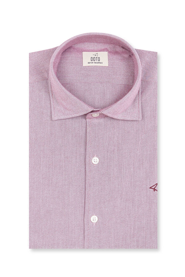 OOTO Camisa oxford liso manga larga Granate