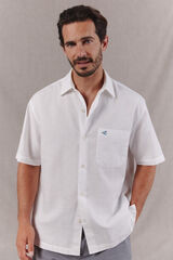 OOTO Camisa algod&oacute;n lino lisa manga corta Blanco