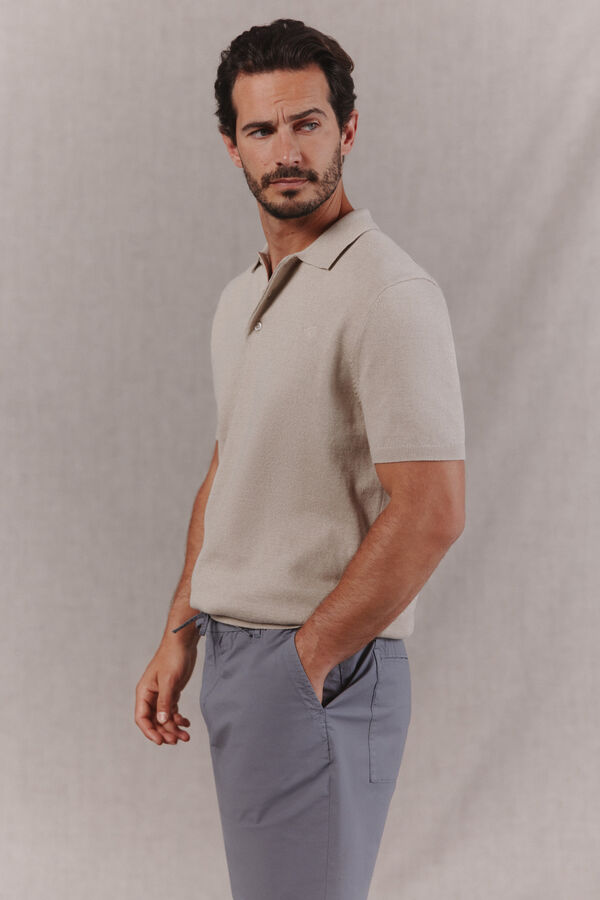 OOTO Jersey polo manga corta torzal Beige