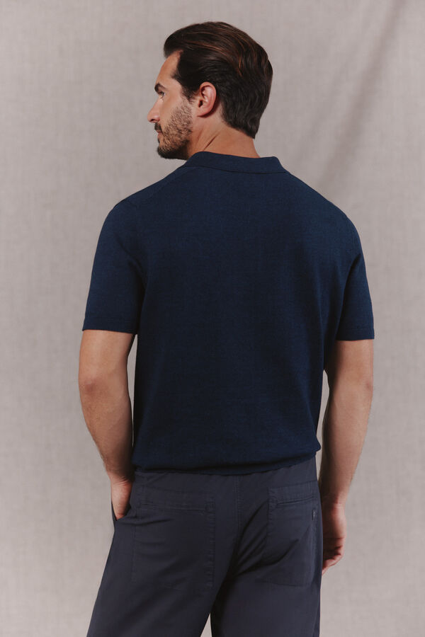 OOTO Jersey polo manga corta torzal Azul oscuro