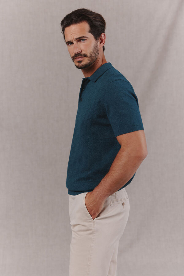 OOTO Jersey polo manga corta torzal Azul