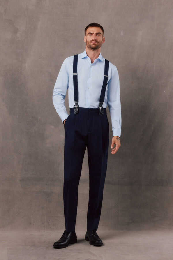OOTO Pantal&oacute;n traje panama navy Azul marino