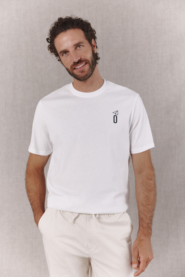 OOTO Camiseta b&aacute;sica lavada con estampado Blanco