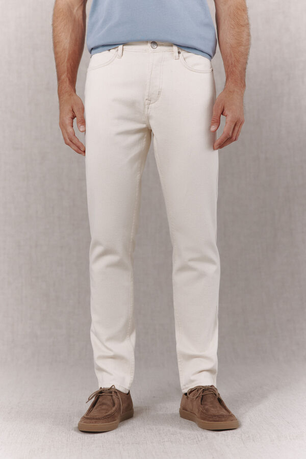 OOTO Pantal&oacute;n vaquero 5 bolsillos slim fit Marfil