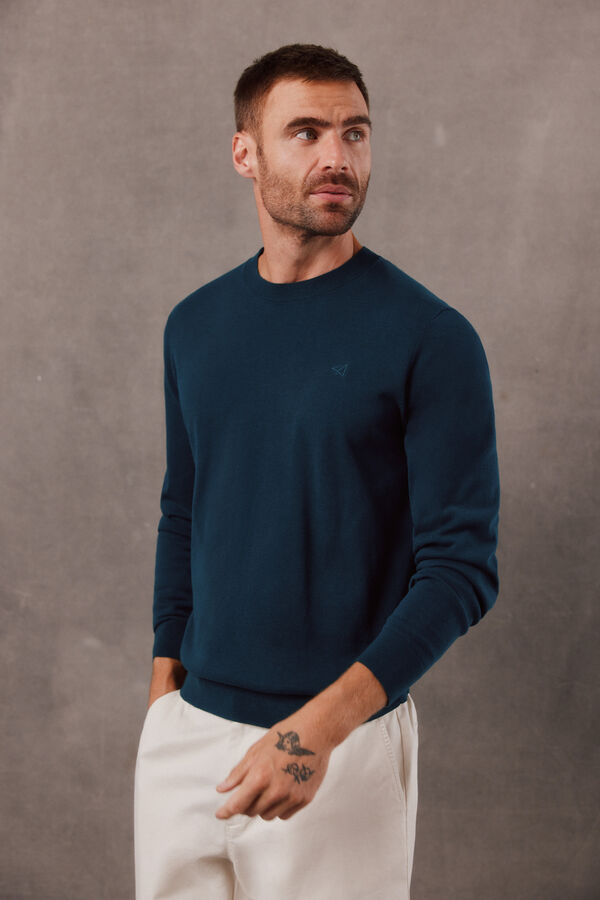 OOTO Jersey algod&oacute;n mercerizado cuello caja Azul