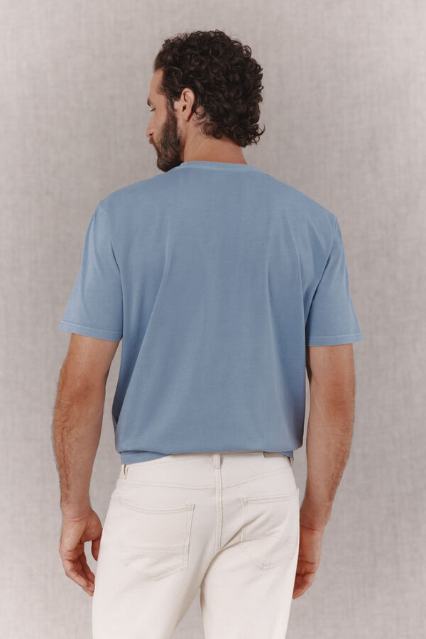 OOTO Camiseta b&aacute;sica lavada con estampado Azul