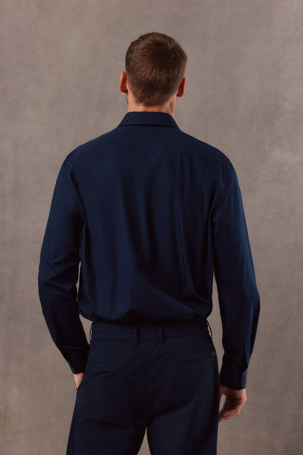 OOTO Camisa twill liso F&aacute;cil Plancha Azul