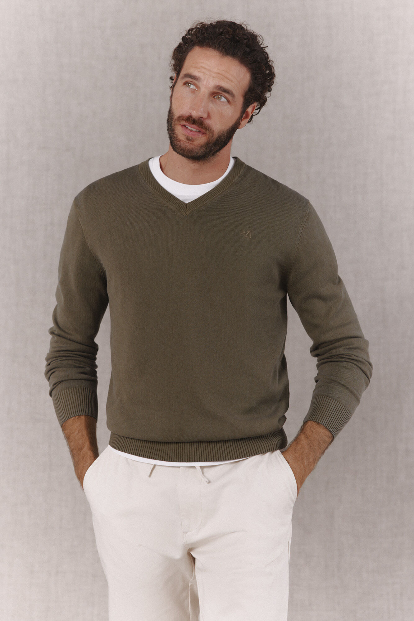 OOTO Jersey algod&oacute;n b&aacute;sico cuello pico