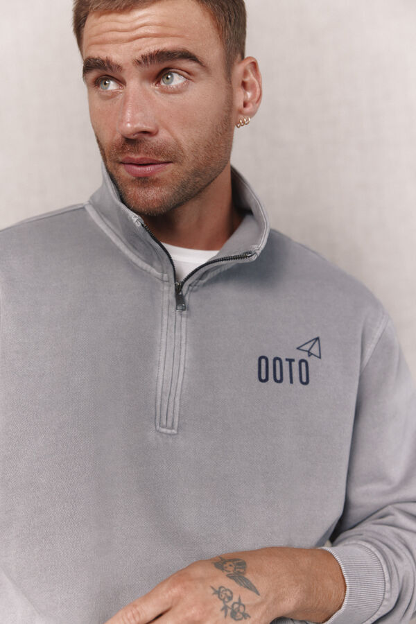 OOTO Sudadera cuello cremallera Gris