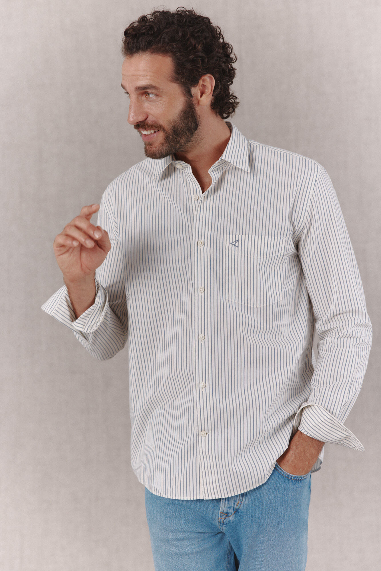 OOTO Camisa rayas popel&iacute;n manga larga