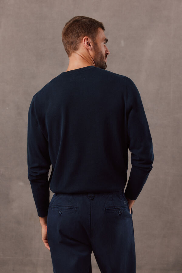 OOTO Jersey algod&oacute;n mercerizado cuello caja Azul marino