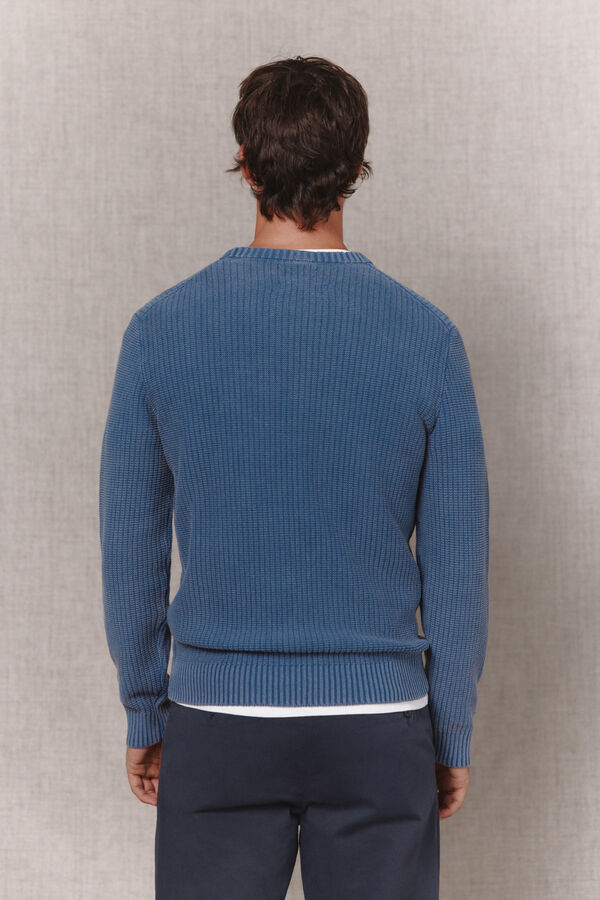 OOTO Jersey algod&oacute;n lavado punto perlado cuello redondo Azul