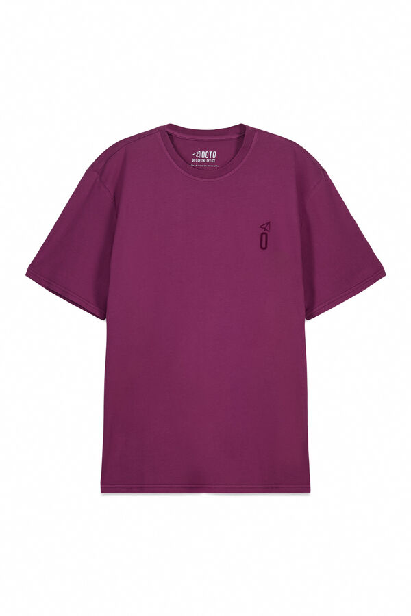 OOTO Camiseta b&aacute;sica lavada con estampado Rosa