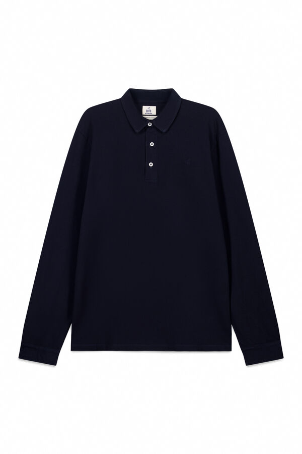 OOTO Polo manga larga single jersey Azul marino