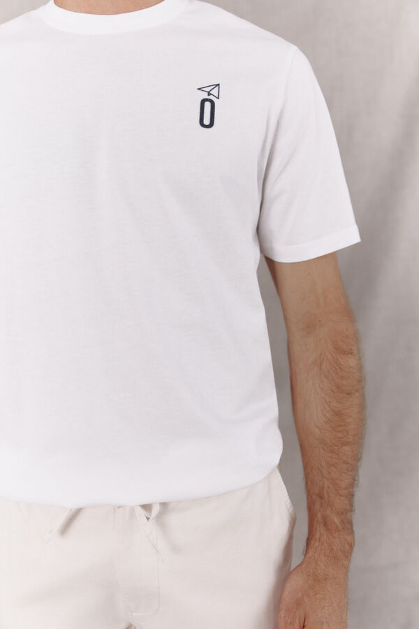 OOTO Camiseta b&aacute;sica lavada con estampado Blanco