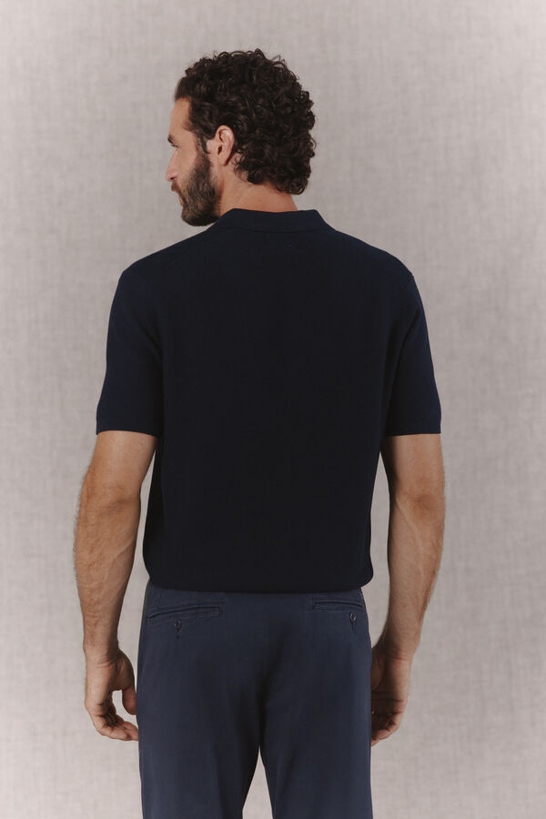 OOTO Polo punto manga corta estructura Azul marino