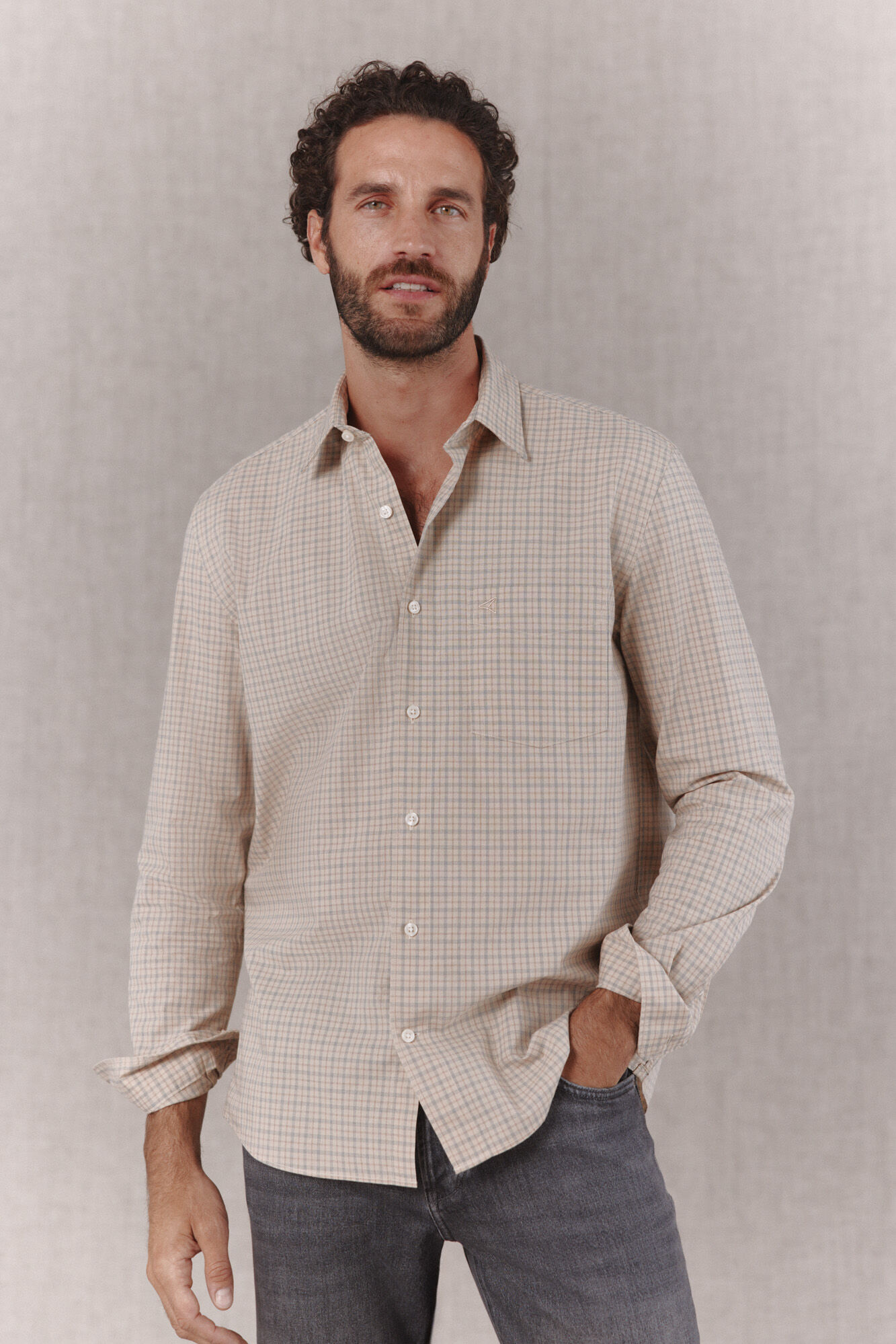 OOTO Camisa cuadros popel&iacute;n manga larga