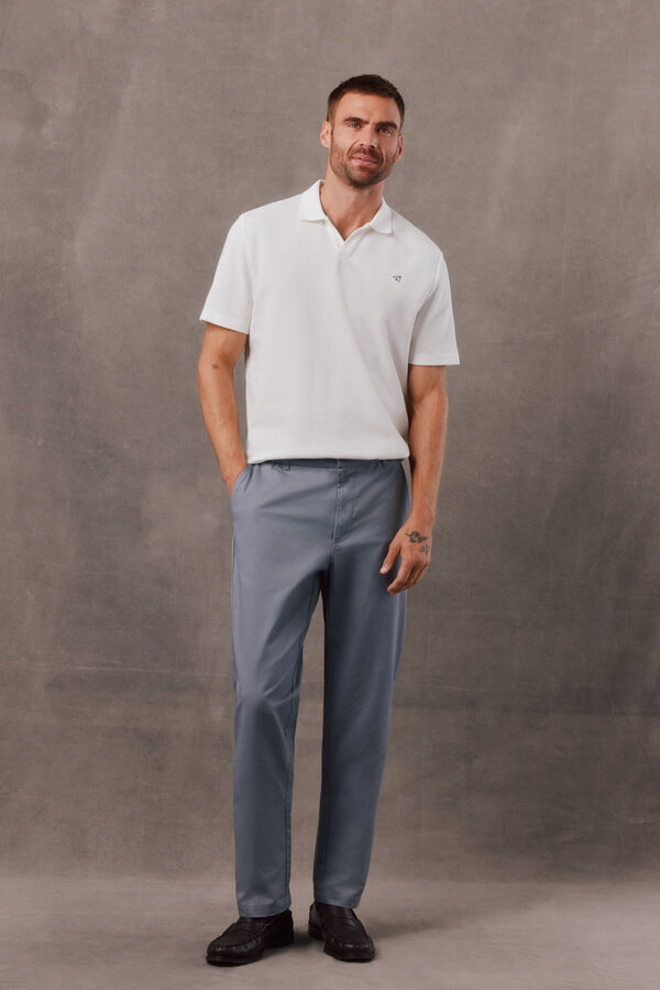 OOTO Polo textura cuello abierto Blanco