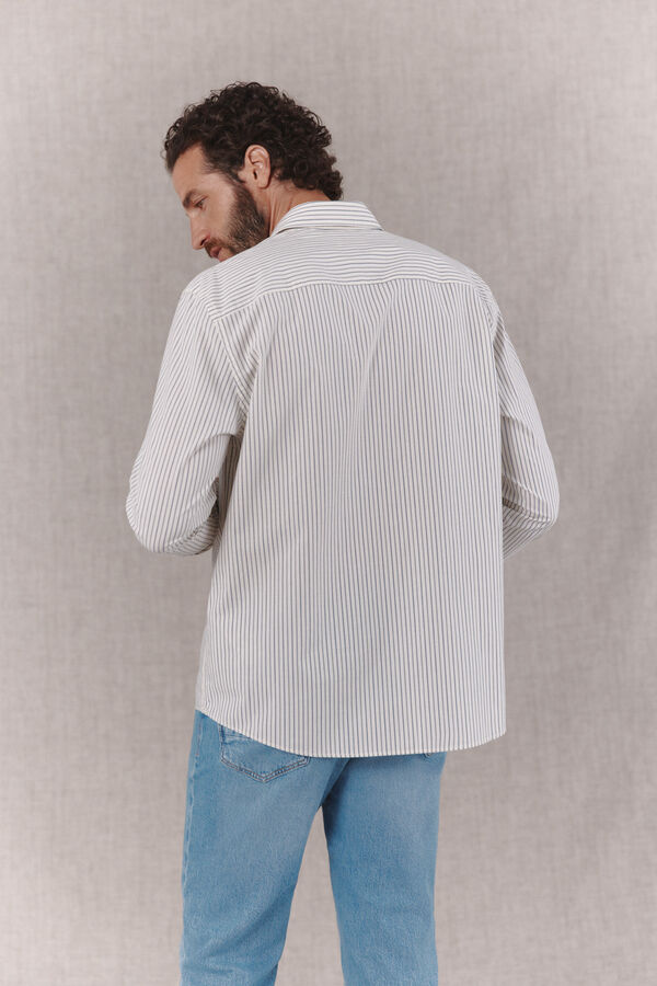 OOTO Camisa rayas popel&iacute;n manga larga Azul