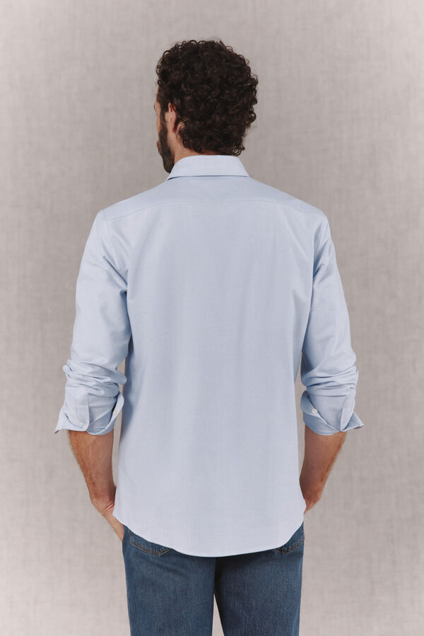 OOTO Camisa oxford lisa manga larga Azul